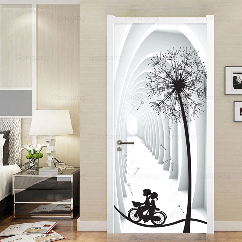 Moderne Paardebloem Behang Woonkamer Slaapkamer Home Decor Deur Sticker Creatieve Poster Waterdicht Decals De Deur Decor Foto