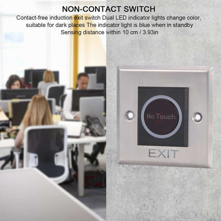 Infrared Sensor Switch Non-Touch Access Control System Backlit Button DC12V