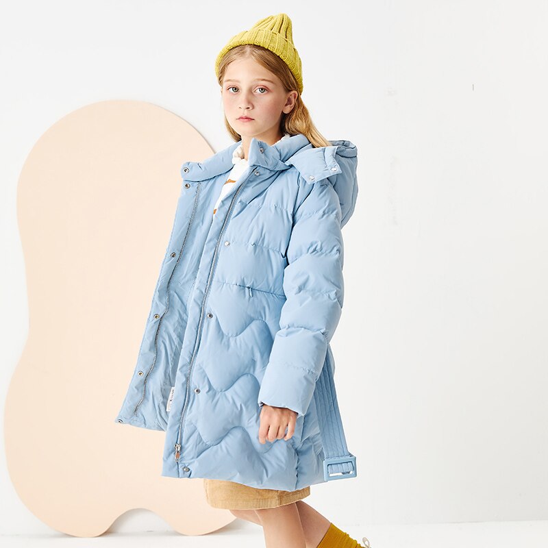 Balabala Winter Meisjes Witte Eend Donsjack Kinderen Donsjack Hooded Outdoor Dikke Warme Kinderen Sneeuw Jas: Gray blue / 7T