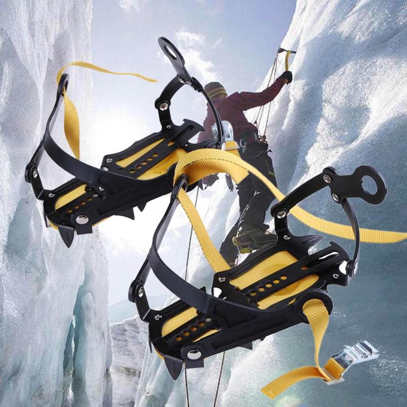10 Studs Anti-Skid Crampon Stainless Steel Snow Ice Climbing Shoe Spikes Grips Crampons Size Adjustable Cleats Overshoes