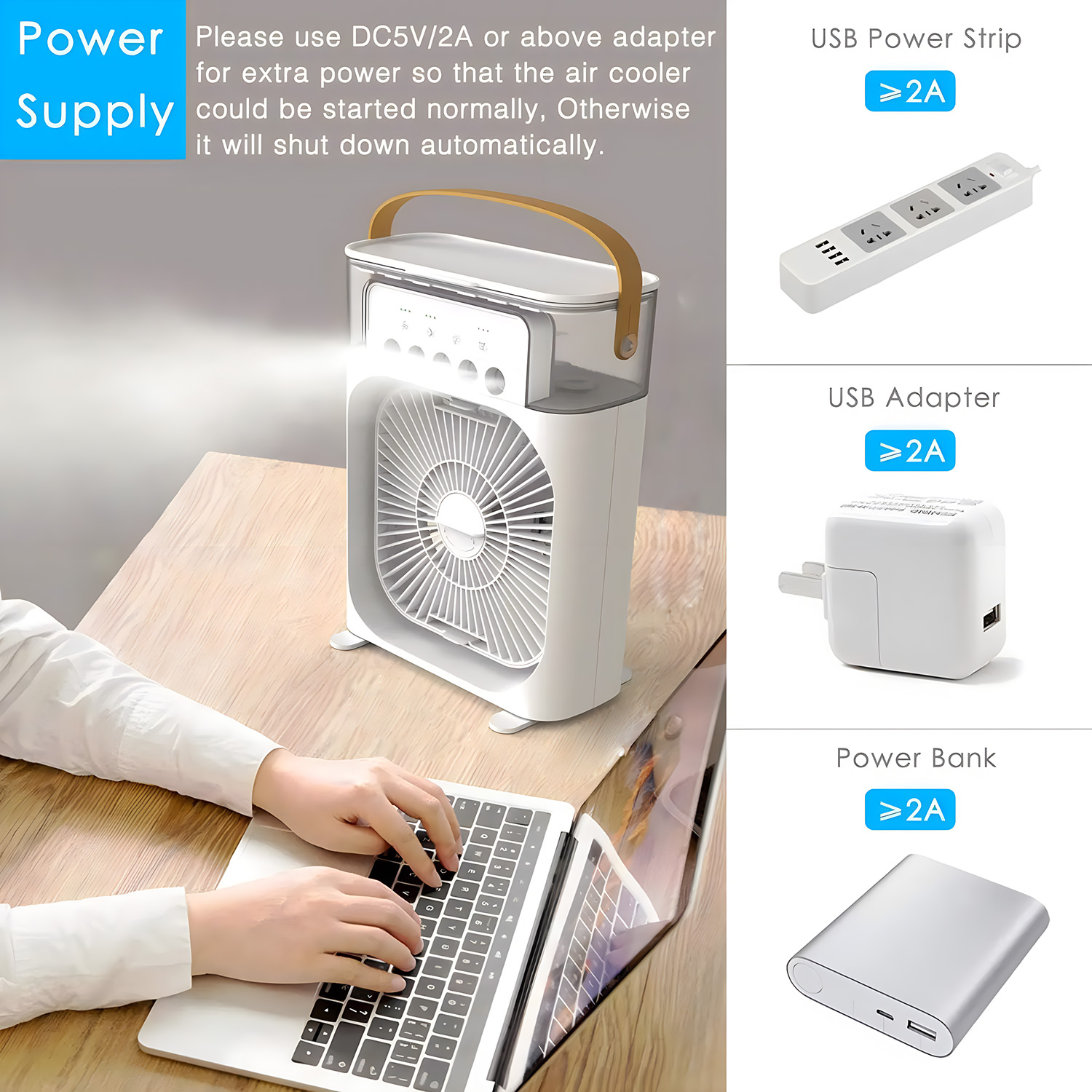 3 in 1 Lüfter Klimaanlage Haushalt kleiner Luftkühler LED Nachtlicht tragbarer Luftbe feuchter Luft einstell ventilator Büro Home Fan