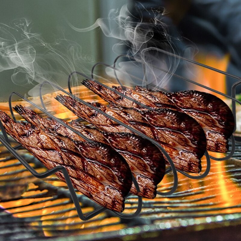 Bbq Roosteren Rib Rack Multifunctionele Non-stick Gebraden Hele Kip Ribben Vlees Non-stick Rib Rack Voor Grillen