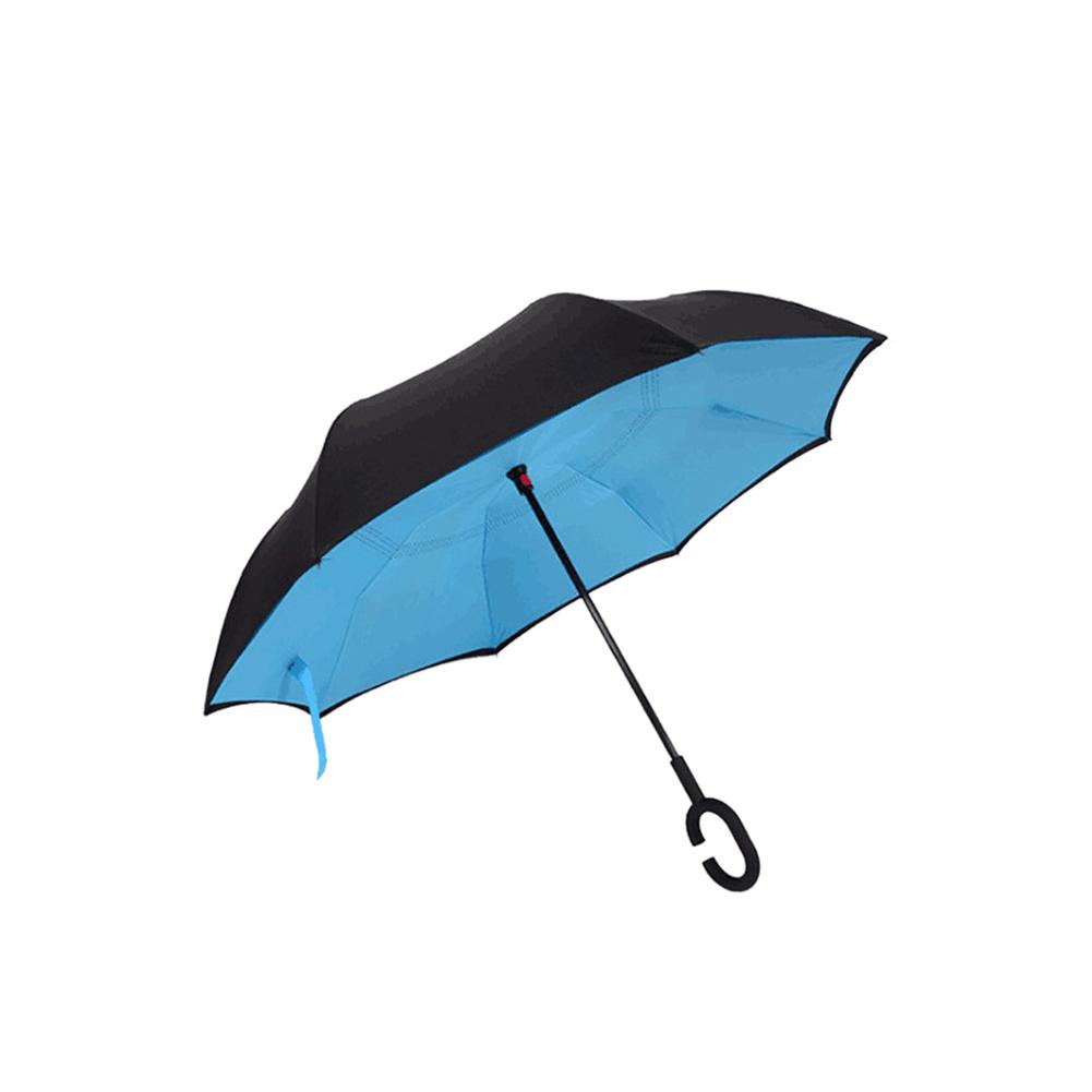 Windproof Reverse Folding Double Layer Inverted Chuva Umbrella Self Stand Rain Protection C-Hook Hands For Car