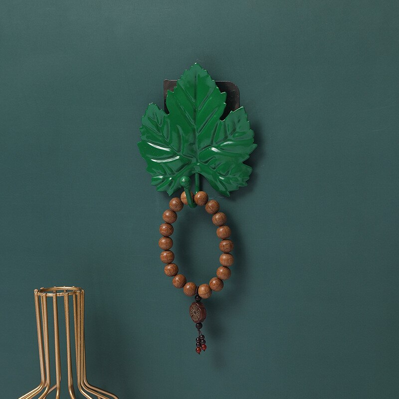 Nordisk krog pungbøjle gylden bladform frakke rack vægfrakke nøgleholder uden hul hjem væghængende dekoration: 2