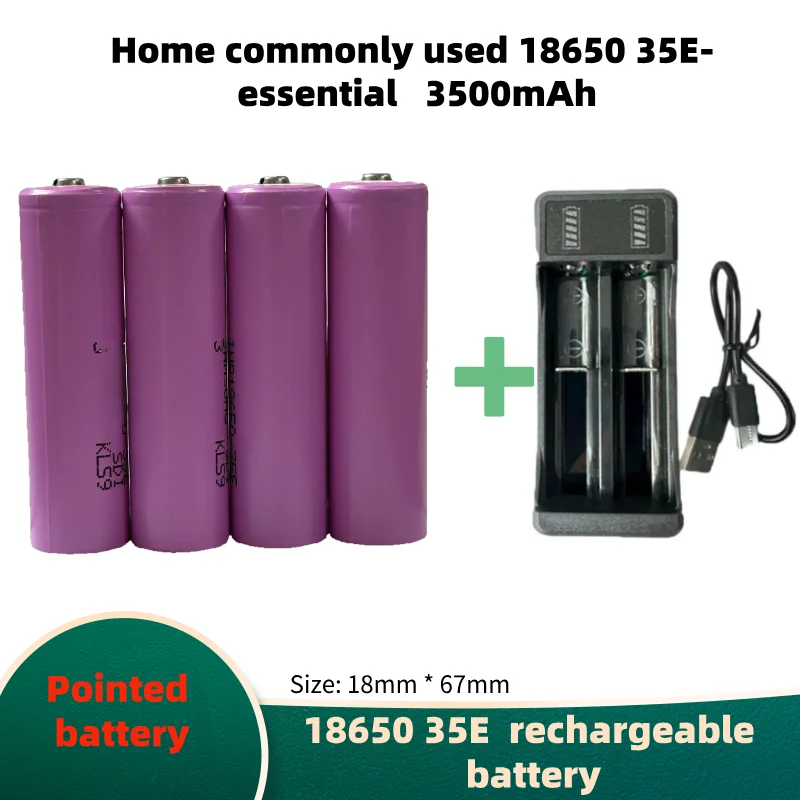 original for 18650 Pointed battery INR18650 35E Rechargeable battery For Battery Packs Backups Power Tools Lithium Batteries: green