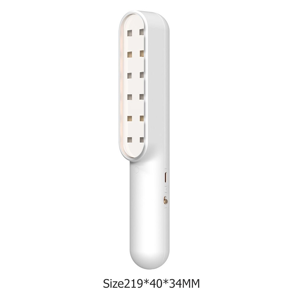 UV Light Wand Rechargeable Ultraviolet Disinfection Light Hand-holder Portable UV Toothbrush Sterilizer Light for Home Travel: White