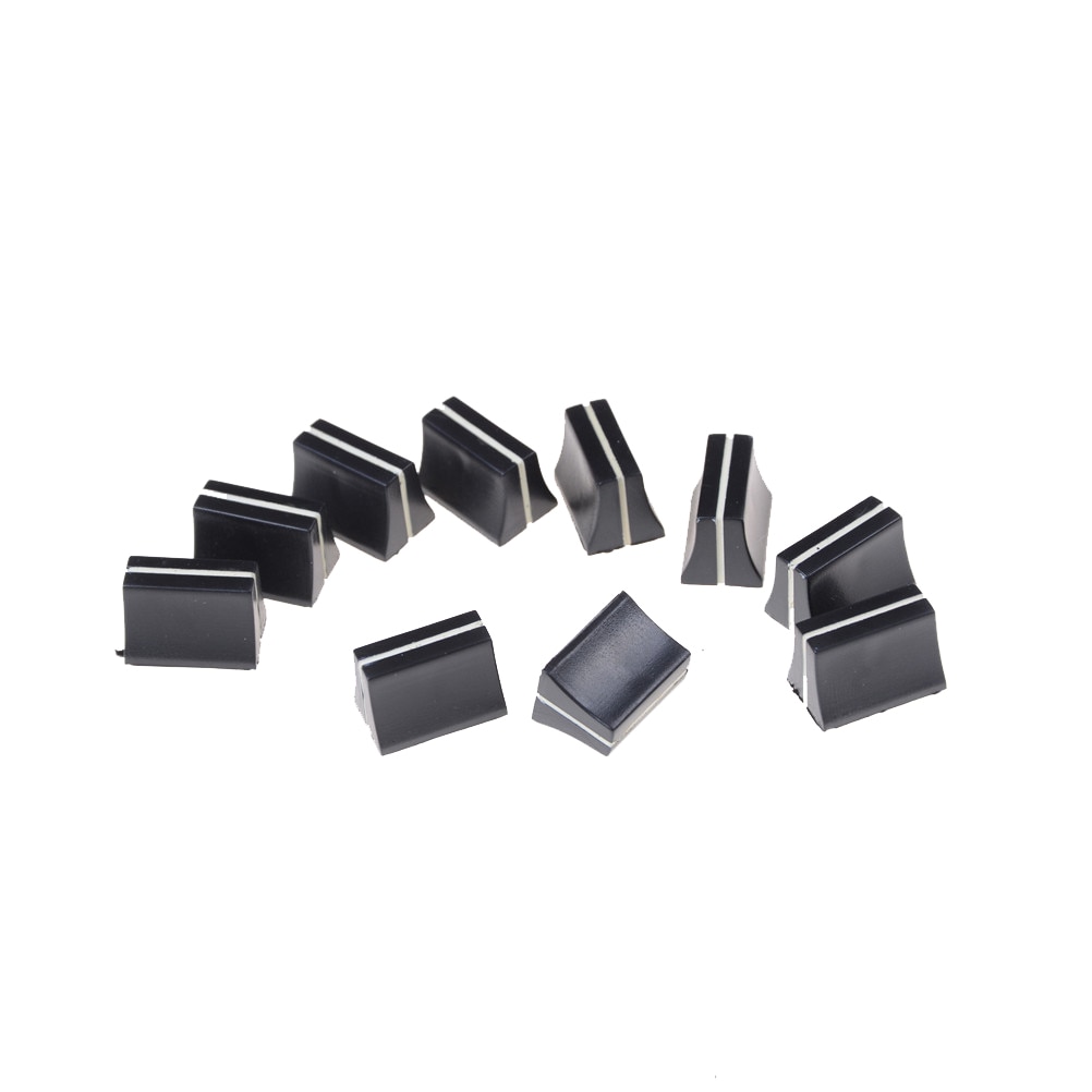 10 stücke Schwarz gleiten Potentiometer Rührgerät Fader Knopf 19mmLx12mmW für 4mm Welle WF Schalter Kappe