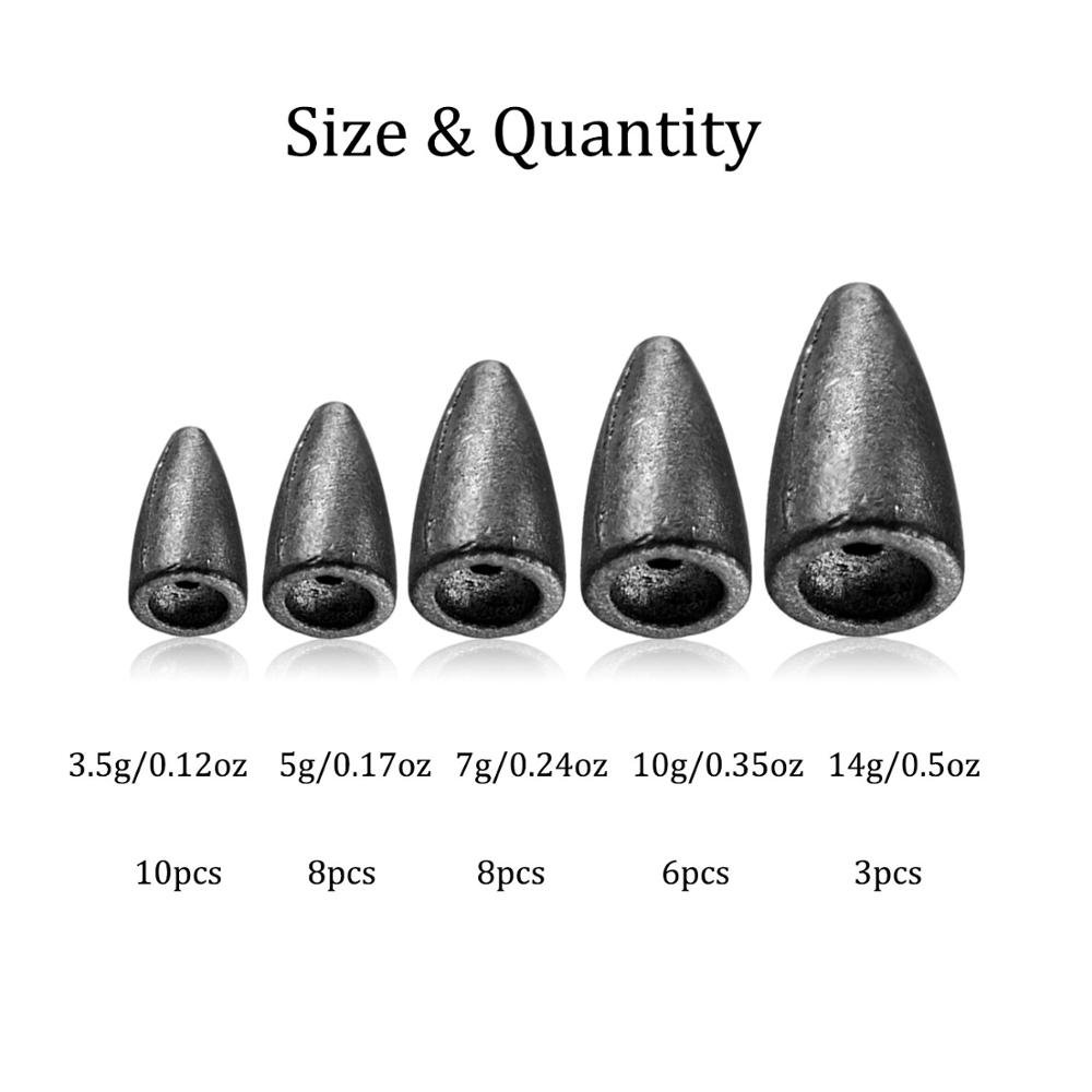 35 stuks/doos vislood loodlood kogellood vislood texas rig zachte worm visaccessoires 3.5g 5g 7g 10g 14g