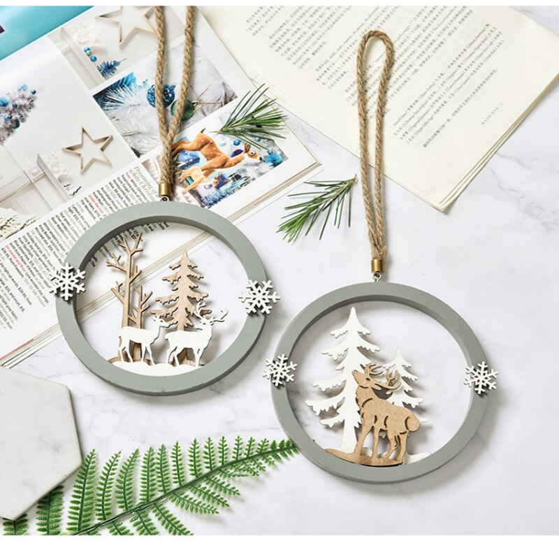 neue Weihnachten Holz Dekoration Anhänger Elch Weihnachten Baum Ornament Neue Jahr Weihnachten für Kinder