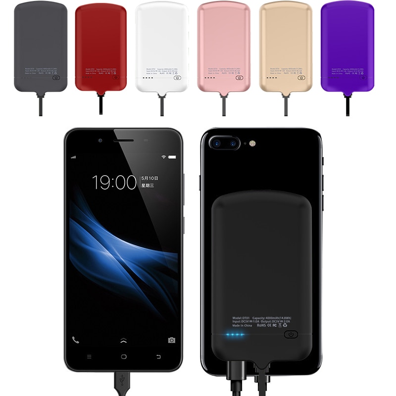 Mini cargador de batería externo portátil de 4000mAh, funda para iPhone, Samsung, Xiaomi 8, Huawei, funda ultradelgada para banco de energía de LG