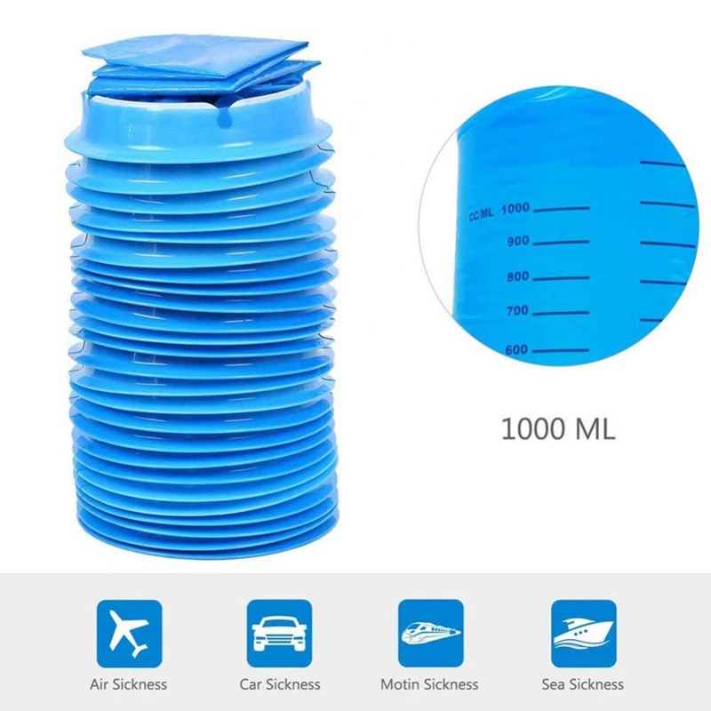 Bolsa desechable para viaje, coche, avión, mareo en movimiento, náusea, vómito, 10 Uds., 1000ML