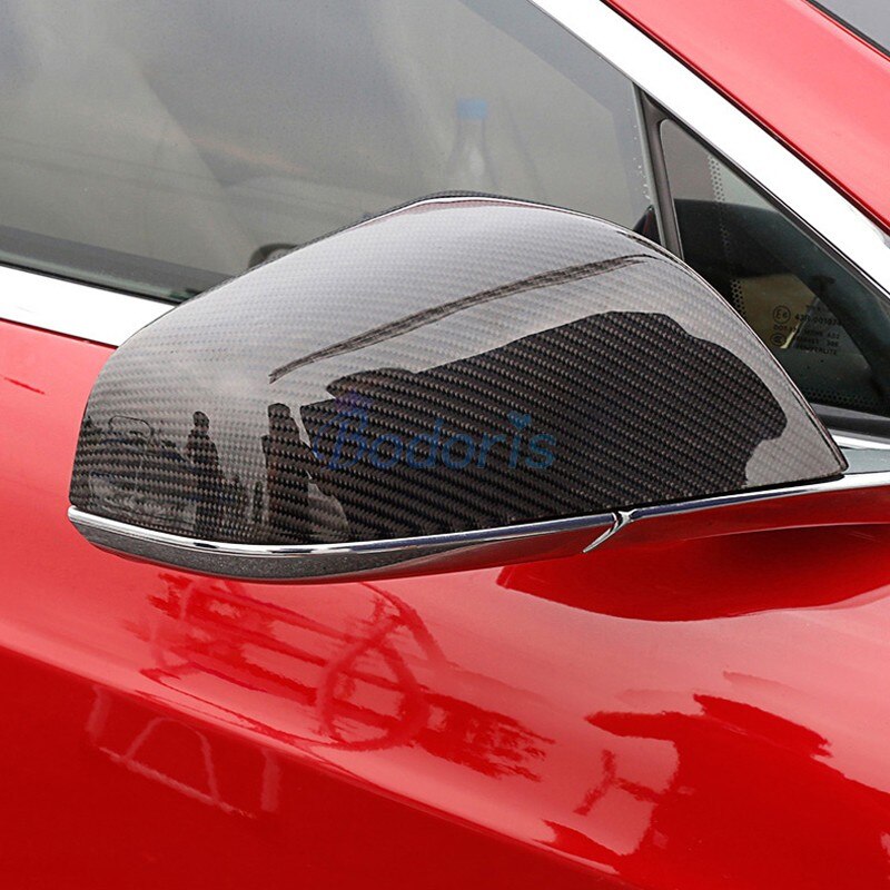 Carbon Fiber Kleur Zijspiegel Cover Deur Rear View Overlay Panel Auto-Styling Voor Tesla Model S Accessoires