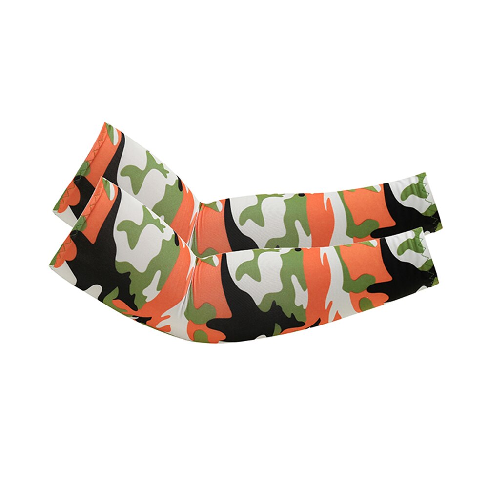 1 paio di sport estivi assorbenti per il sudore protezione UV Unisex set di bracci freddi per ciclismo pallacanestro correre maniche da braccio da pallavolo: Camo Orange