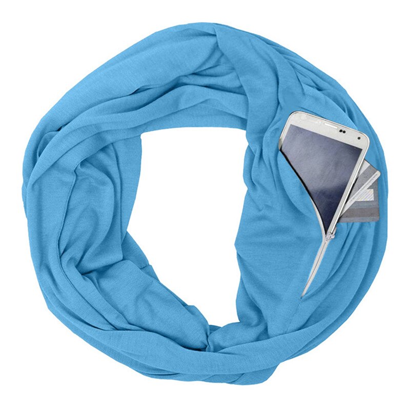 Unissex loop cachecóis para mulheres meninas leve conversível infinito cachecol envoltório com bolso com zíper escondido elástico lenço de viagem