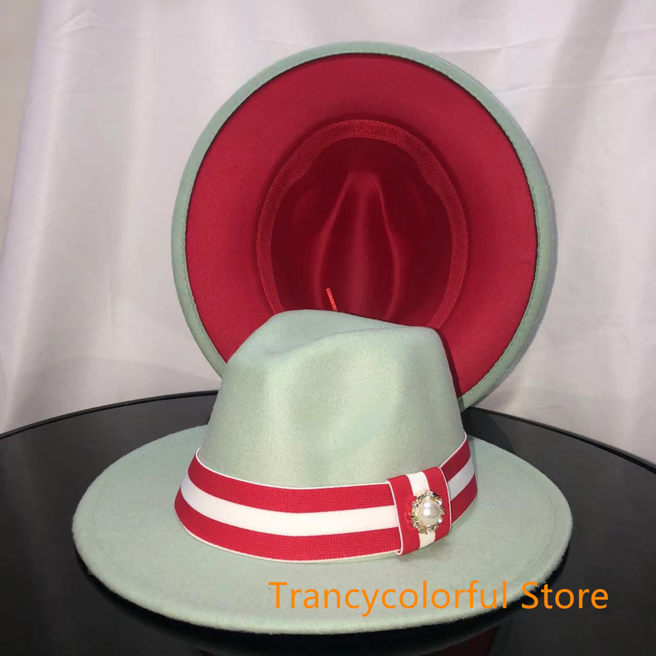 Sombrero de Fedora para hombre y mujer, sombrero de jazz con cinta elástica, accesorios blancos, sombrero de copa para iglesia, sombrero de invierno,: 7