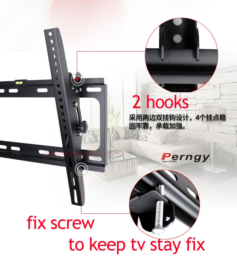 Support mural tv en métal, 23, 30, 40, 55 pouces, 50 pouces, 60kg, vesa, panneau 400x400, pour écran LCD, inclinable vers le haut et vers le bas, 15 bulles intégrées