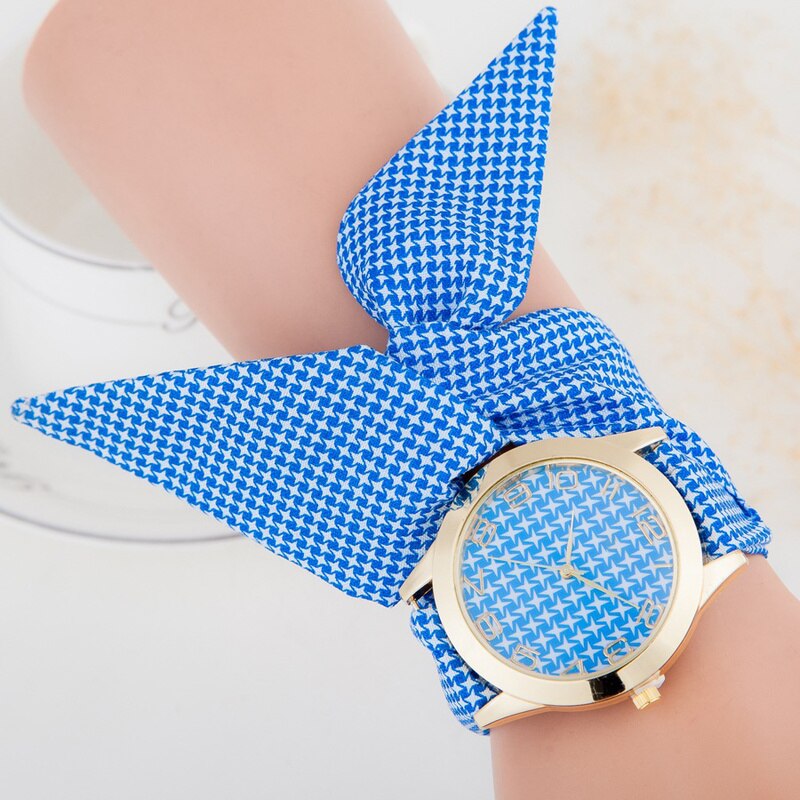 Reloj de pulsera de tela para mujer, , relojes de vestir dorados a la , de tela de , relojes para chicas dulces