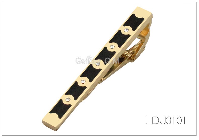 Nowe złote spinka robić krawata dla mężczyzn klasyczny miernik spinka robić krawata s stop spinka robić krawata złoty krawat kołnierz Szpilka kryształ biznes Corbata: LDJ3101