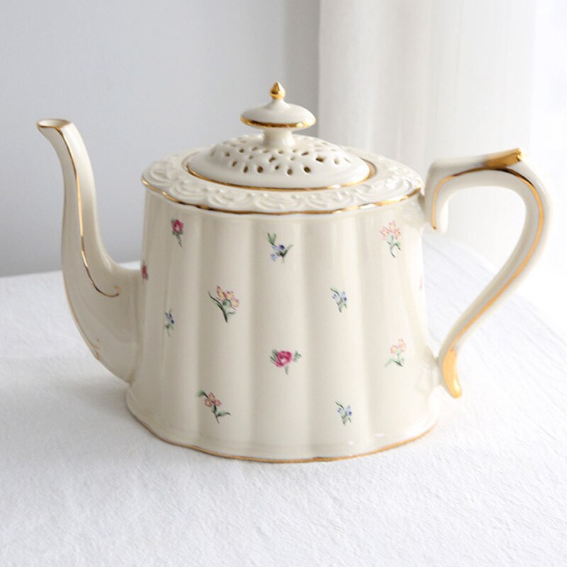 European Retro Tea Set Ceramic English Afternoon Tea Tea Set Domestic Ceramic Tea Set Teapot Teacup Coffee Cup Saucer: v