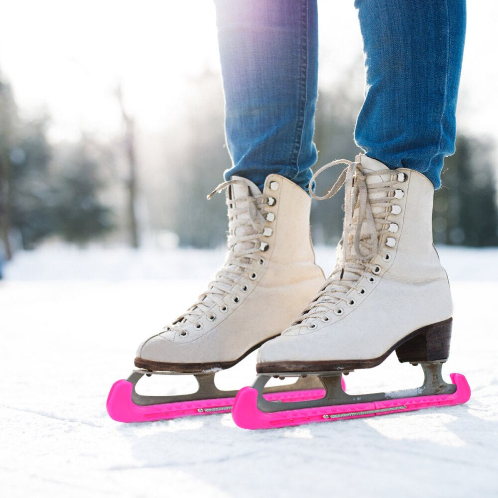 1 Pair Adjustable Safe PVC Foldable Skate Guards Figure Protector for Curling Ice Hockey Ice Skating