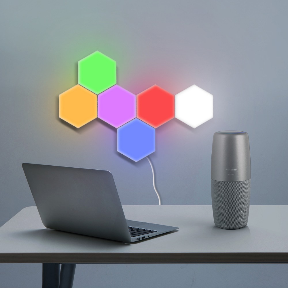 Nueva iluminación sensible al tacto colorida lámpara cuántica Modular luces de noche LED lámparas de montaje magnético Hexagonal decoración de pared Lampara