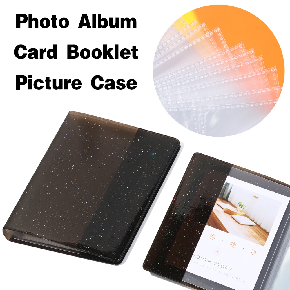 64 Pockets Large Capacity Mini PVC Photo Album Cards Holder Binders Albums With Bling Clear Cover Collection Card Booklet