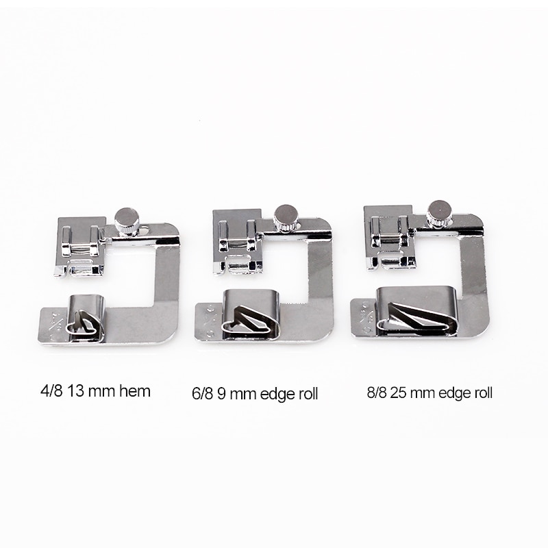 Praktijk Metal 3 Pcs Naaimachine Voet Presser Rolzoom Voeten Set Voor Brother Singer Naaien Accessoires Naaien Naaivoet