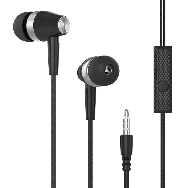 Nouvelle casque filaire 3.5mm Sport écouteurs avec basse téléphone écouteurs stéréo casque avec micro contrôle du volume musique écouteurs: Black
