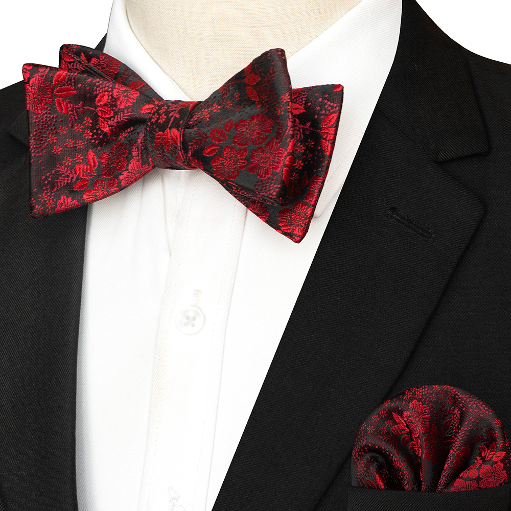 EASTEPIC Gestreifte Fliege für Herren, Einstecktuch-einstellen, kariertes Accessoire, Paisley-Krawatte, Blumenmuster, gepunktet, reines Schwarz, Abendparty: Ingwer