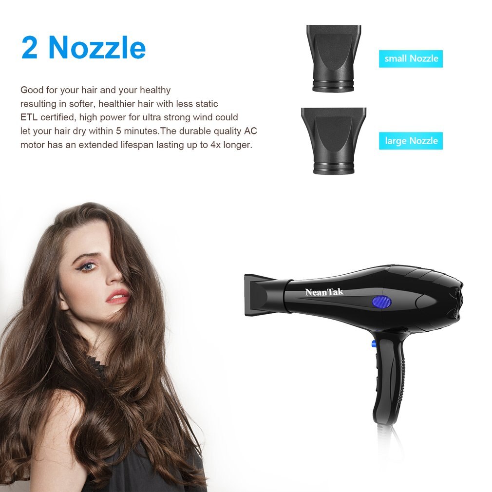 Electric Hair Dryer Hair Blower Far Infrared Low Noise Hair Salon Styling Tools Blower Travel Home Use
