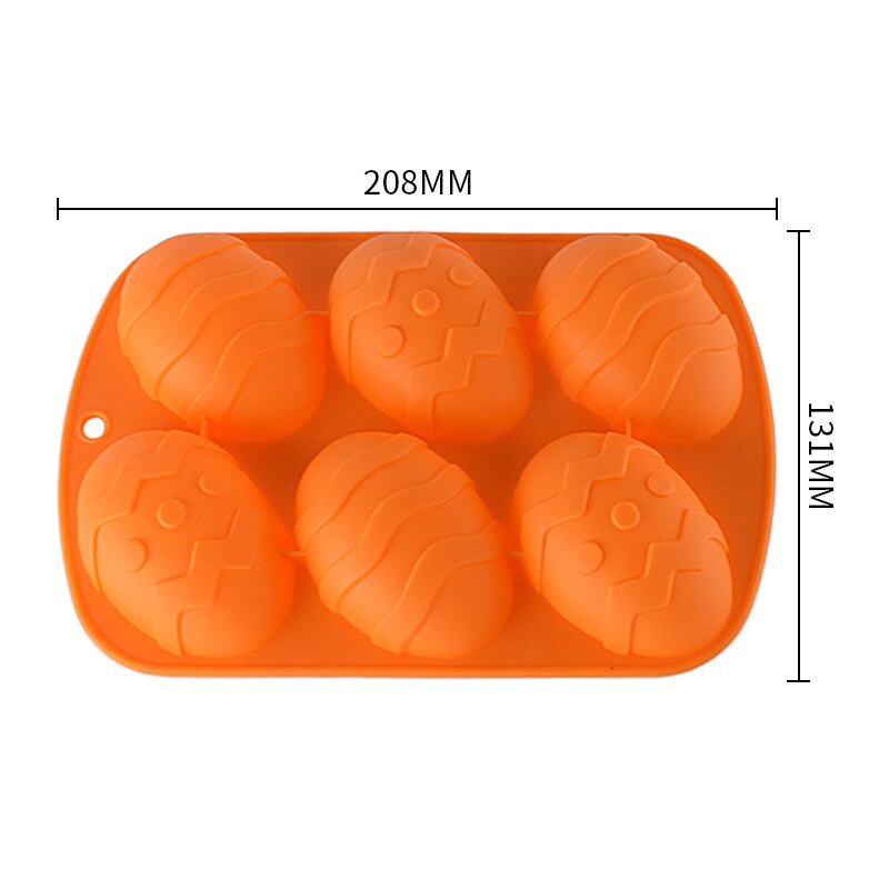 6-Cavity Paasei Vorm Siliconen Bakvorm 3D Cakevorm Muffin Chocolade Cookie Bakvorm Dessert Mold Voor gebak Truffel: orange