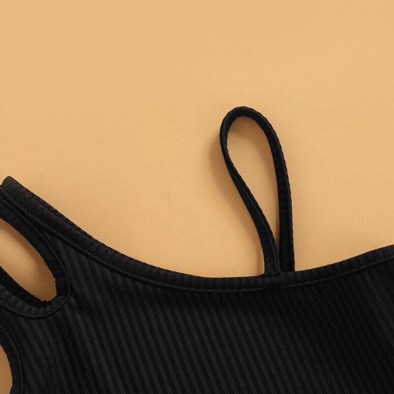 Vestito senza maniche per neonate infantili vestito Casual lavorato a maglia monospalla estivo vestito solido per bambini vestiti a costine vuote
