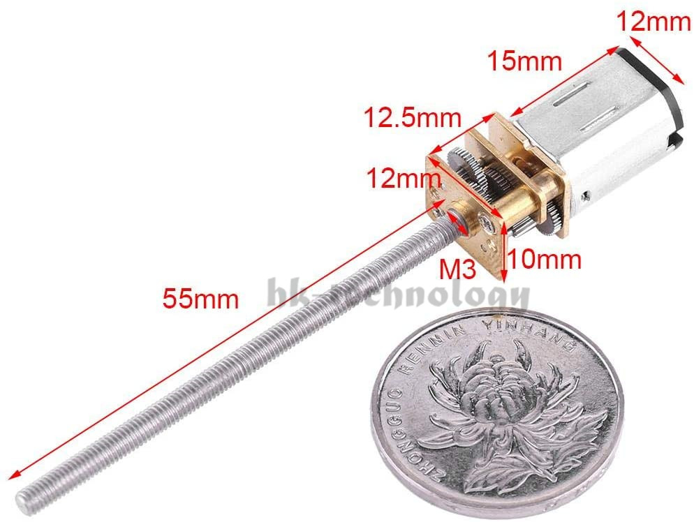 Dc Motor 3V/6V/12V N20 Mini Micro Metal Gear Motor DC Motors Shaft M3 x 55mm 15/30/60/100/150/200/300/400/500/600/800/1000 RPM
