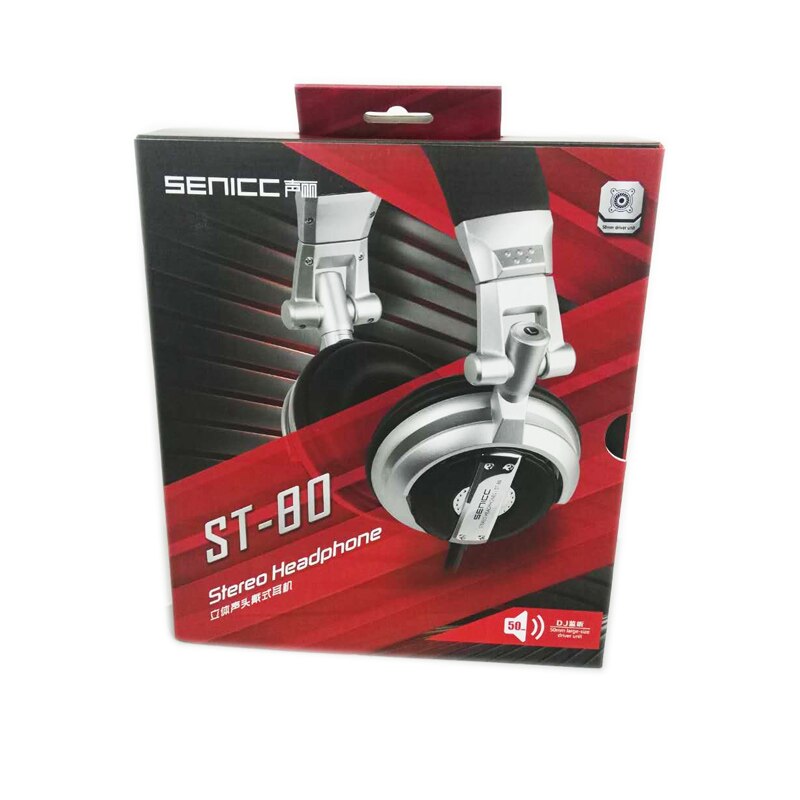 Senicc ST-80 Professionele Dj Studio Monitor Hoofdtelefoon Stereo Draagbare Headset Met 3.5 Mm 6.3 Mm Jack 50 Mm Dirver Uitgebreide koord: with box