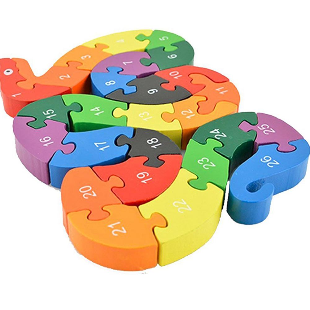 Wooden Children Learning Aids 3D Alphanumeric Colorful Environmental Double-sided Puzzle Educational Toys