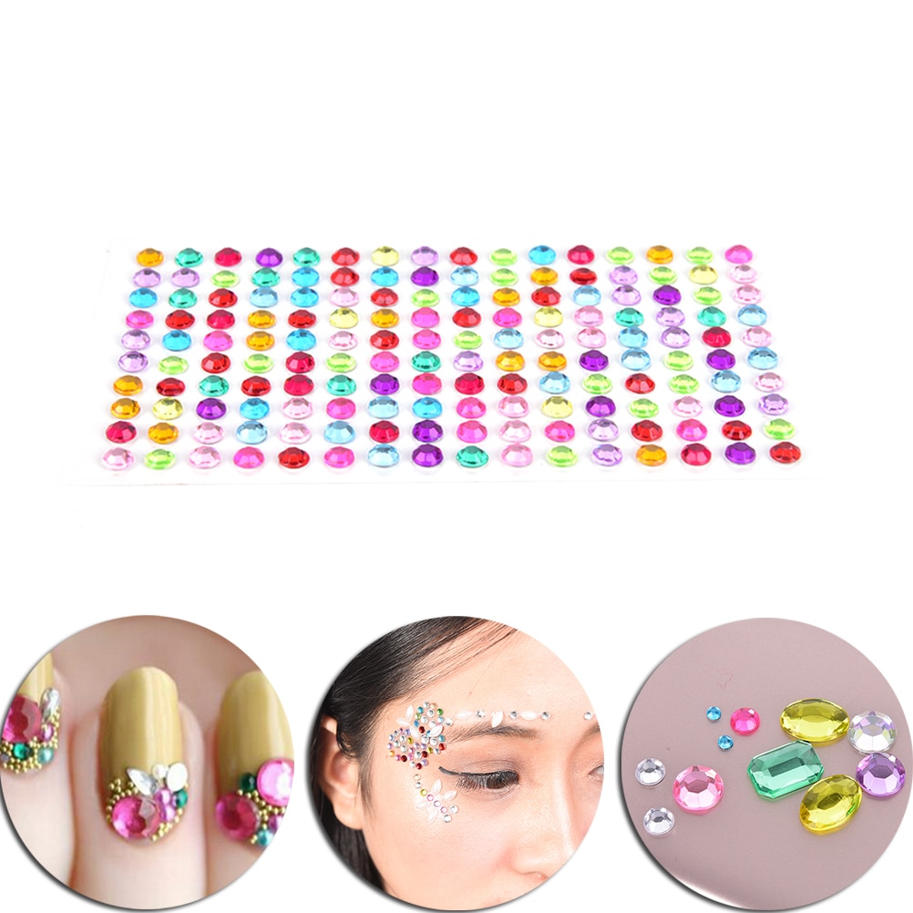 160Pcs/sheet body glitter 5mm Diy Decal Art Crystal Diamond Bling Rhinestone Self Adhesive Stickers for eyes