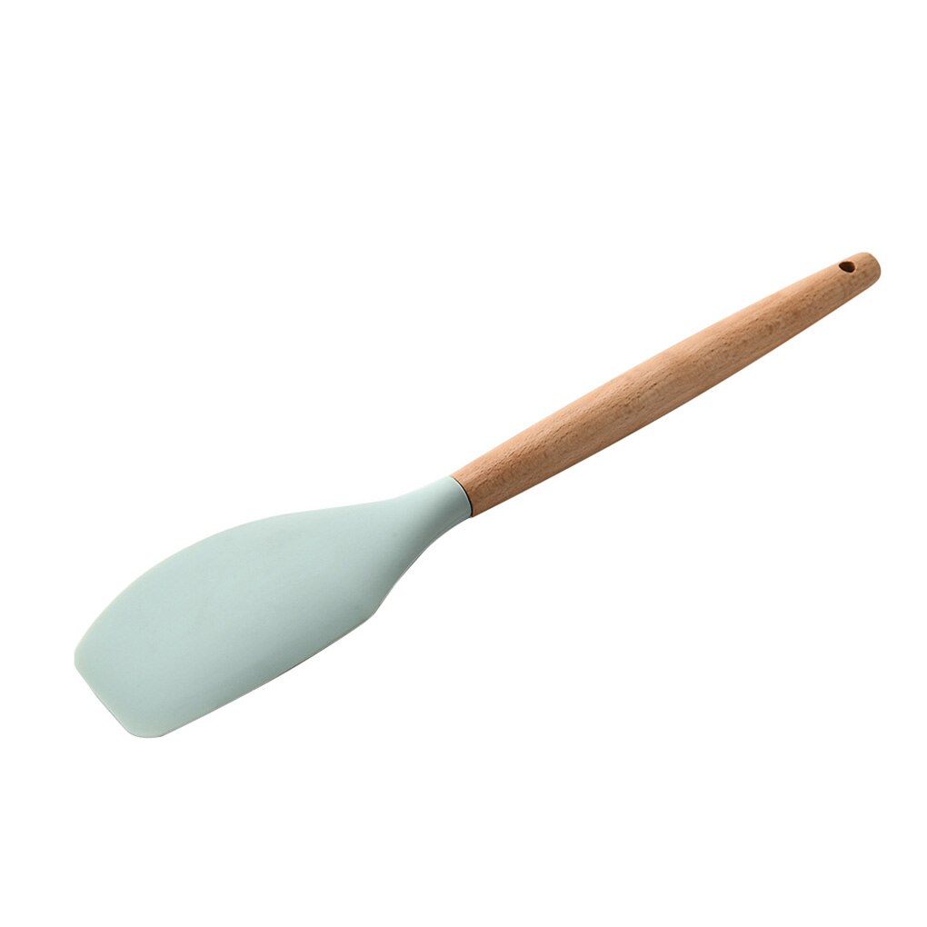 Silicone Cooking Utensils Wooden Handle Non-Stick Spatula Spoon Turner Soup Ladle Whisk Kitchen Cooking Tools Gadget: NO.7
