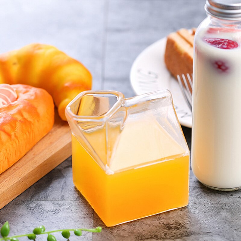 Factory Direct Creatieve Vierkante Melk Glas Melk Doos Glazen Beker Melk Doos Cup