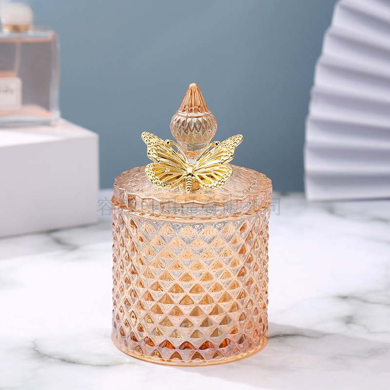Kreative Glas Glas Kerze Glas mit Deckel Mehrfarbig Schmuck Lagerung Kasten Runde Lagerung Glas Wohnzimmer Heimat Lager Krug