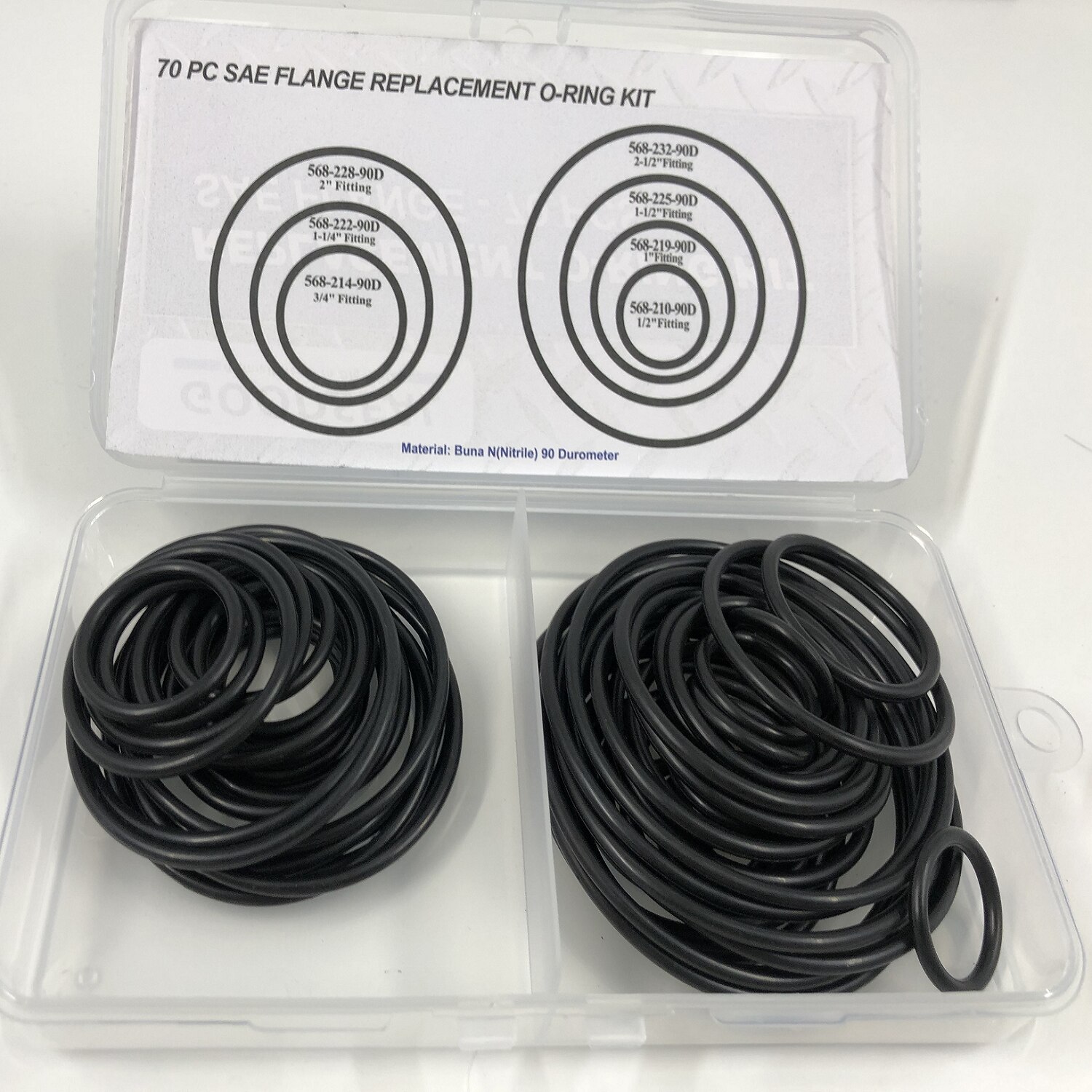 Rubber O-Ring Assortment SAE Inch O-ring kit 70PCS NBR90 Replacement Hydraulic O-Rings KIT