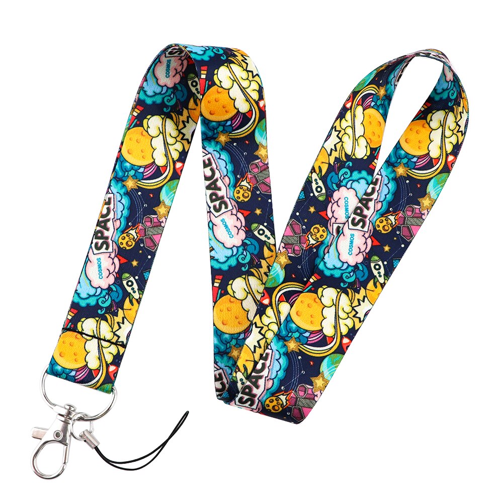 LX411 Universe Planets Moon Stars Astronaut Lanyard Neck Strap Rope USB Mobile Cell Phone ID Card Badge Holder Keychain Keyring: 13