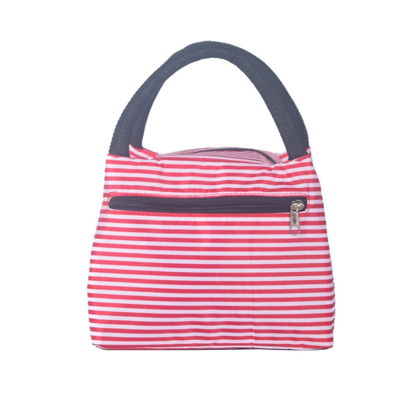 Torba termiczna na obiad Tote przenośne izolowane pudełko płótno termiczne zimne jedzenie pojemnik szkolny piknik dla mężczyzn kobiety dzieci podróż Lunchbox: czerwony stripes