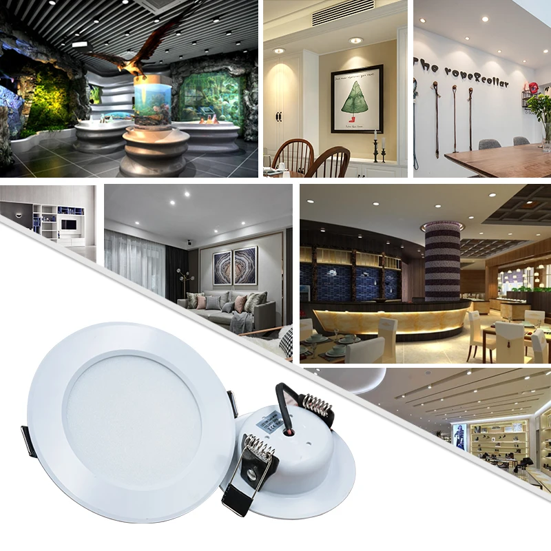 Foco LED empotrable para techo, lámpara redonda para sala de estar, cocina y baño, CA 220V, 3W, 5W, 7W, 9W, 12W, 15W