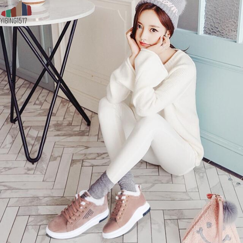 Nausk vinter kvinnor skor varm päls plysch dam fritidsskor snörskor sneakers zapatillas mujer plattform snöstövlar