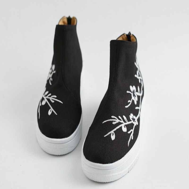Hombre zapatillas de lona Kung Fu y Tai Chi Slip-On zapatos Flor de ciruela bordado zapatos con cremallera cierre cómodo calzado deportivo