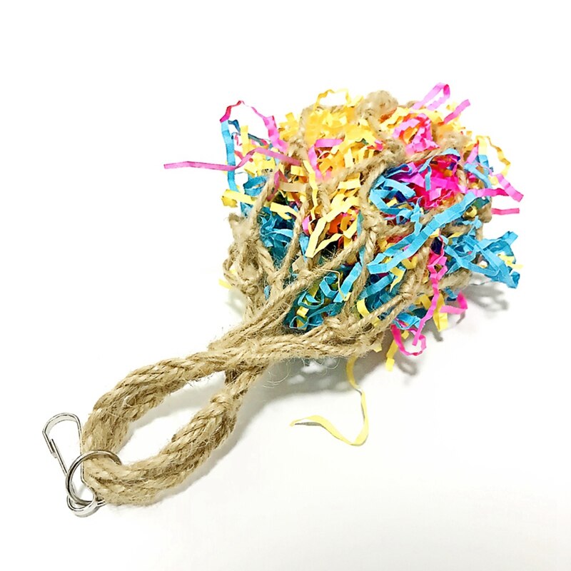 Parrot Bite-resistant Hanging Toy Pet Bird Toy Rope Mesh Bag Including Colorful Wire-drawn