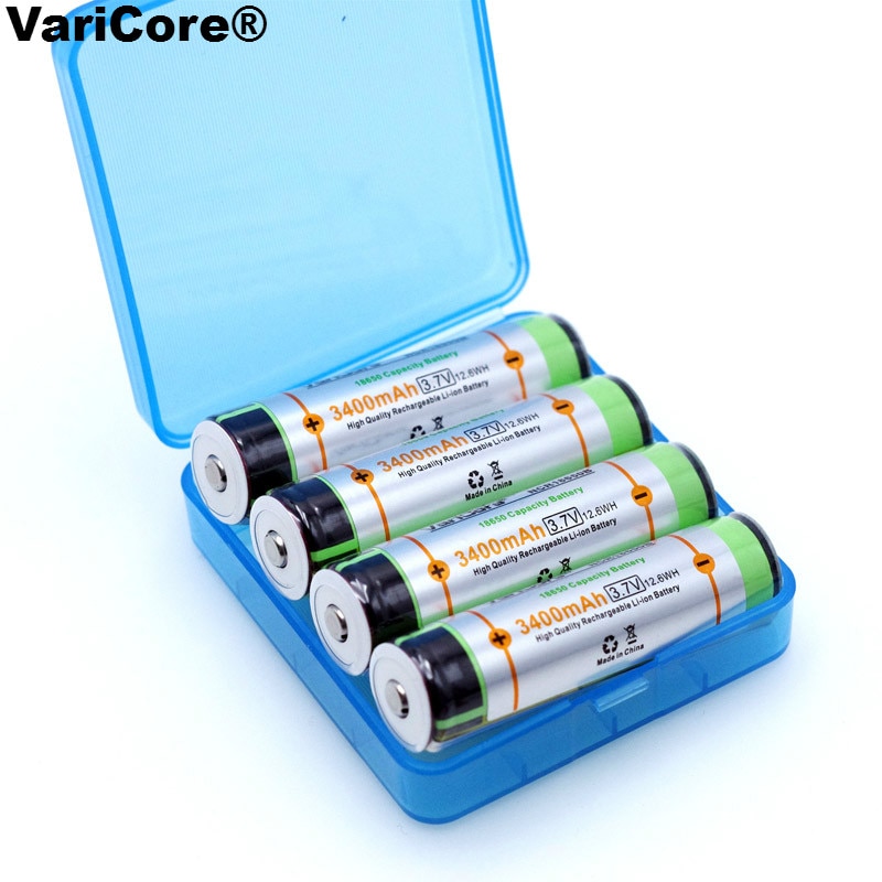 4 STKS VariCore Beschermd 18650 NCR18650B 3400 mah Oplaadbare batterij 3.7 V met PCB Voor Zaklamp batterijen + DOOS