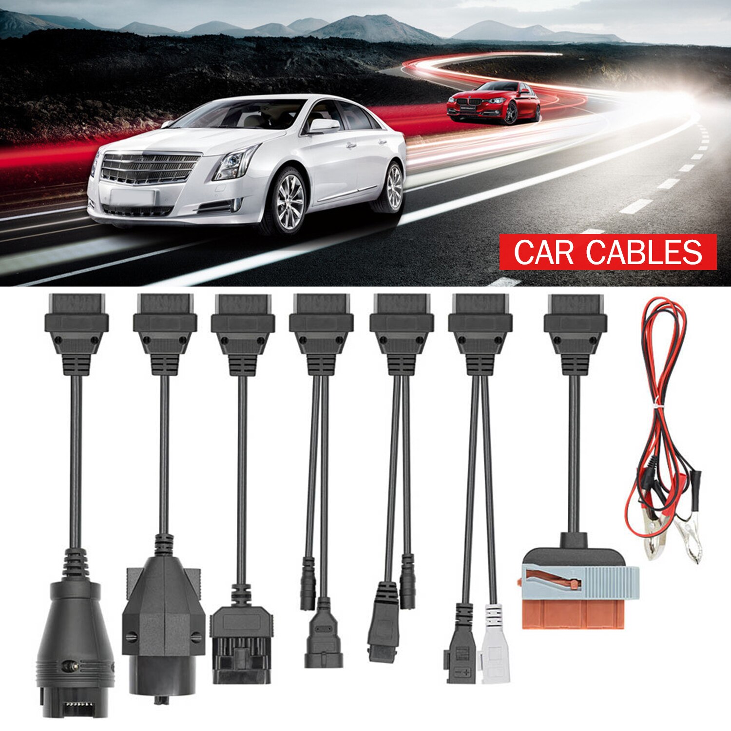 8pcs Car Cables Full Set Auto Car Diagnostic Connector Adapter OBD2 Interface Car Leads for T-C-S C-D-P PLUS Multidiag Pro