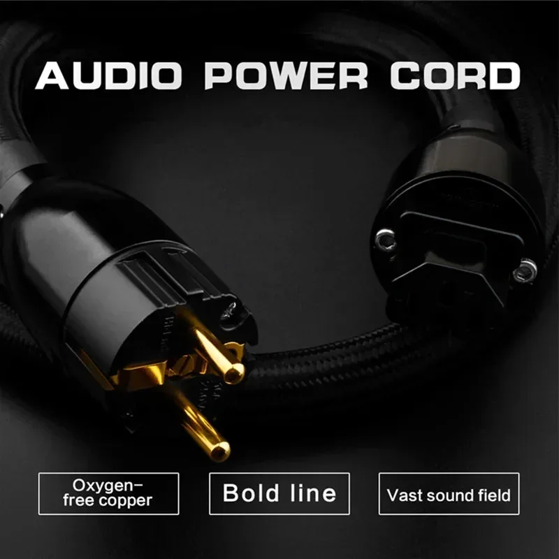 Hifi Eu Schuko Kabels Upgrade AC Voedingskabel Zuurstofvrije Koperen Connector Stekker 0.5M 1M 1.5M 2M 3M 5M Zwart