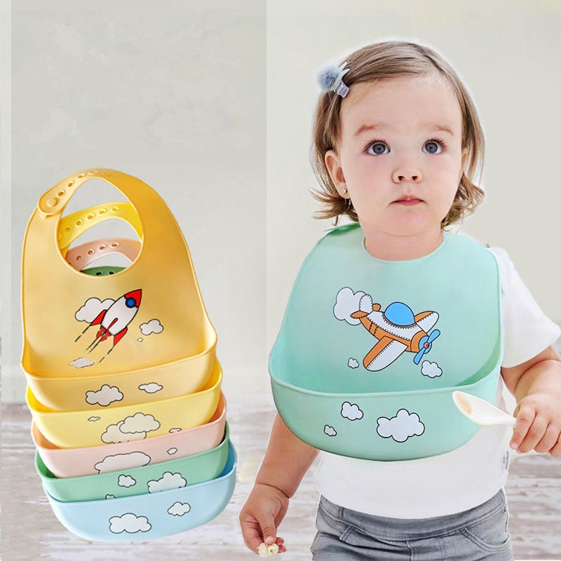 Babero para comer para bebé, impermeable, de silicona, con bolsillo para arroz, babero grande para niños, toalla para saliva, bolsillo para Arroz Gratis para niños, 3 M-6 años